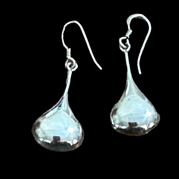 Sterling Silver Teardrop Pierced Wires Earrings 1.5” EUC - Picture 3 of 4